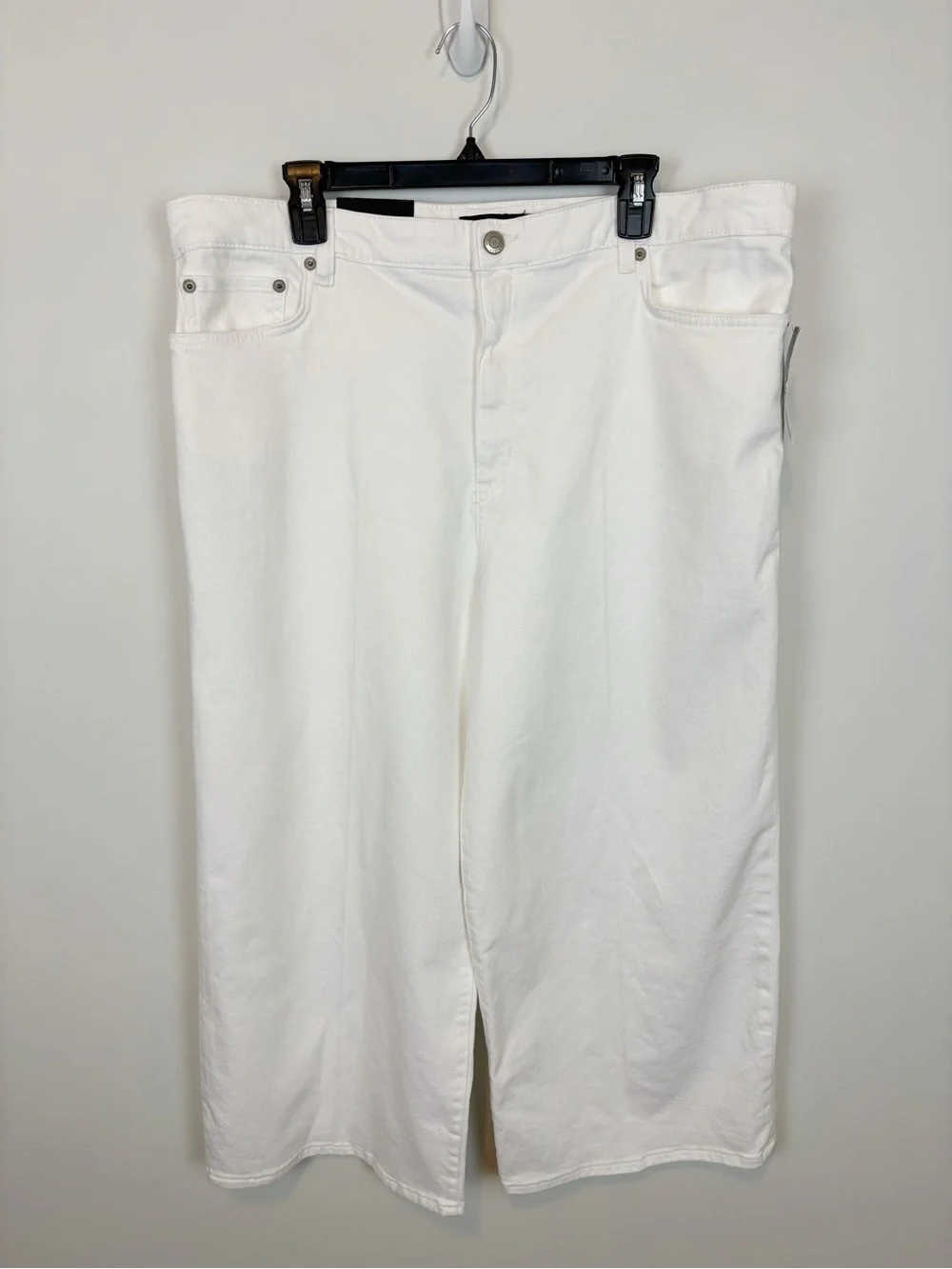 Lauren Ralph Lauren High-Rise Wide-Leg Cropped Jeans in White Wash Size 18